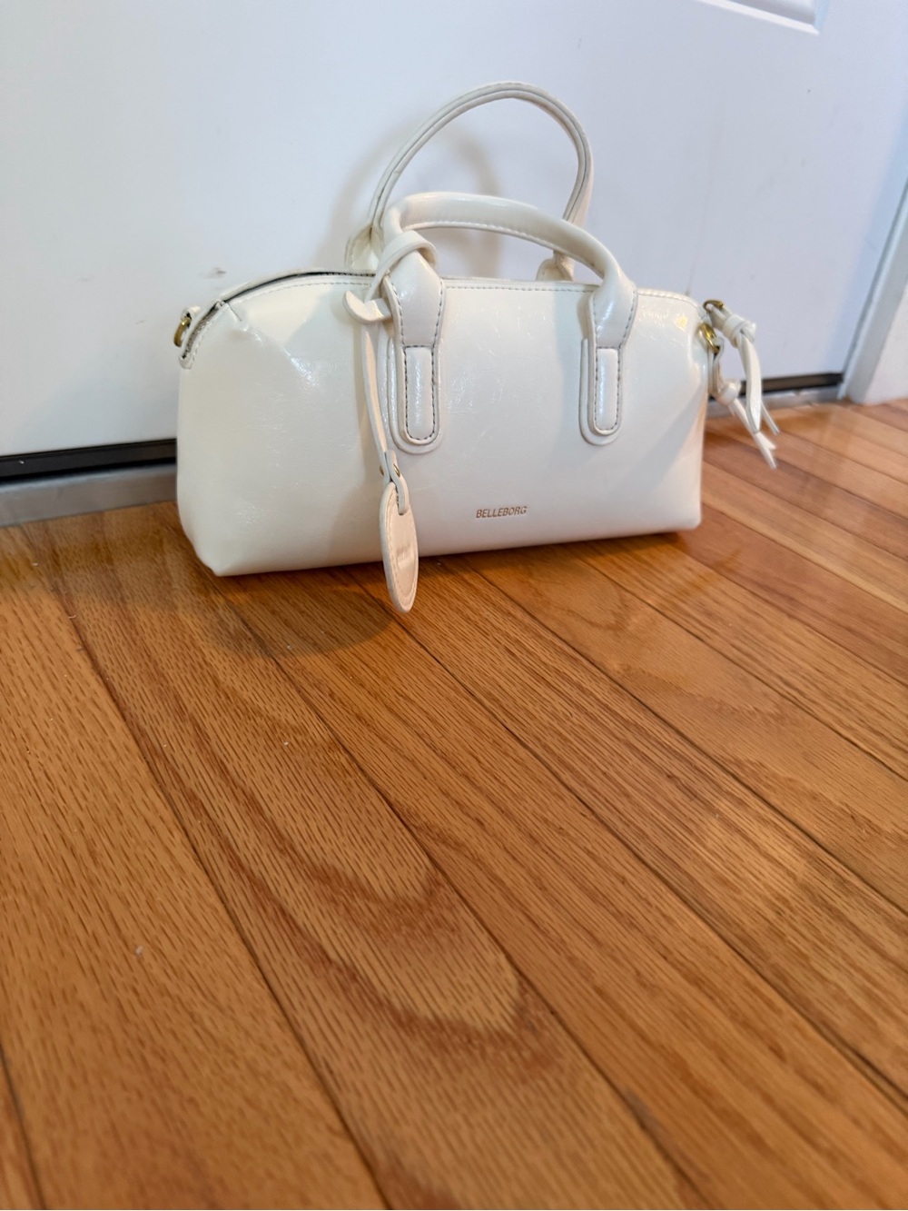 White Patent Mini Dome Satchel -